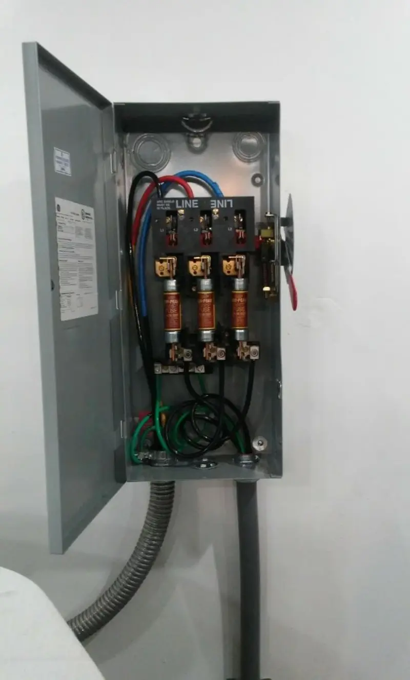 Three-phase disconnect switch installed for Electrical Wiring & Rewiring in Hiawatha